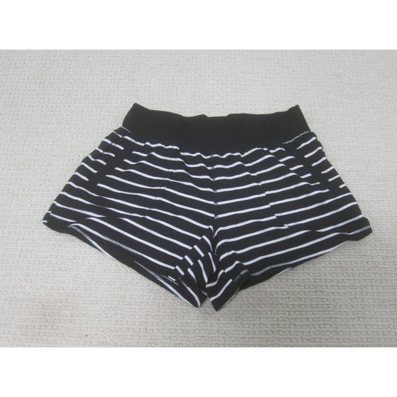 Athletic Works Shorts Womens Medium Black White Striped Pull On Polyester Bermud - Picture 1 of 8